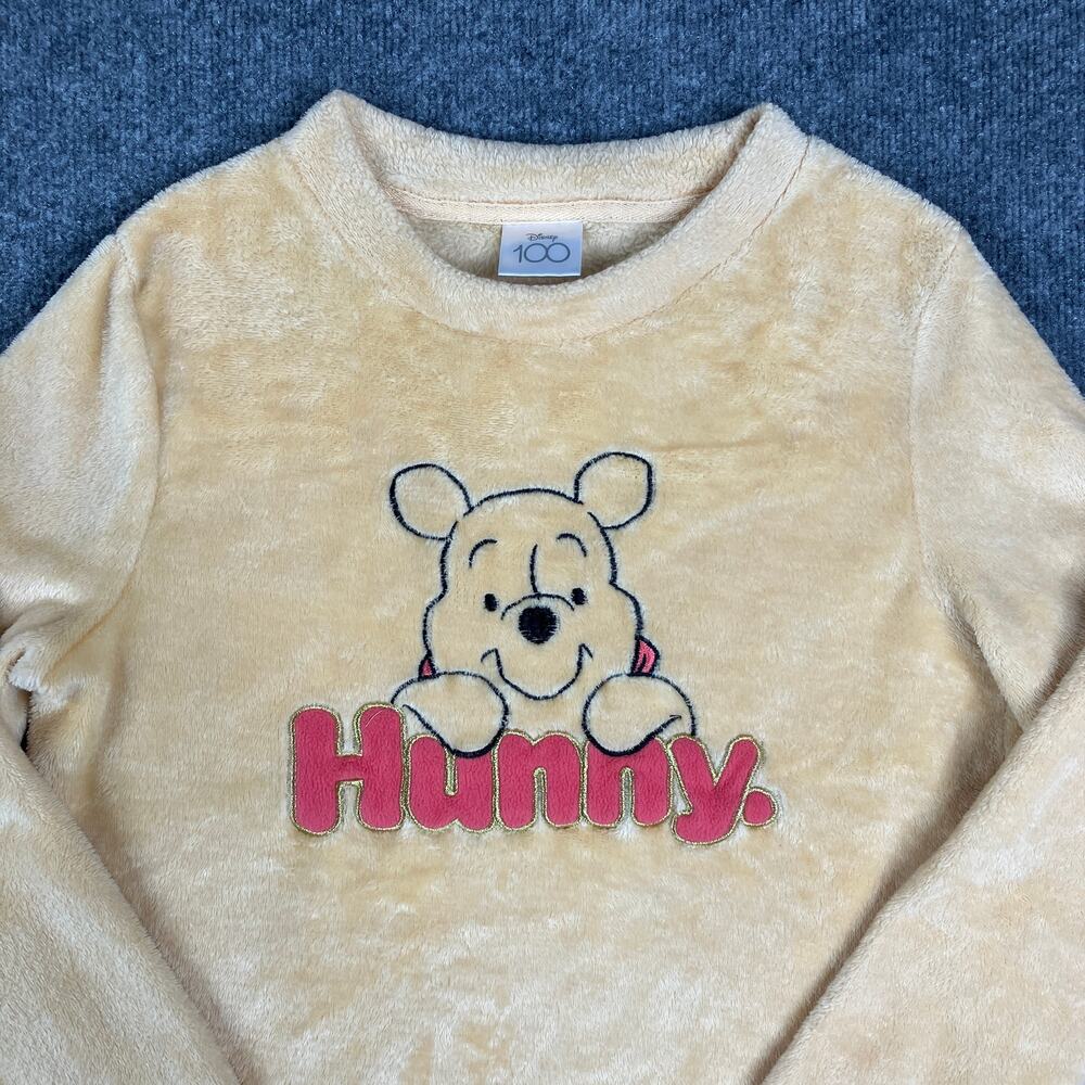 Disney 100 Winnie the Pooh Pullover Women‎ XS Yellow Fleece Soft Hunny Sweater